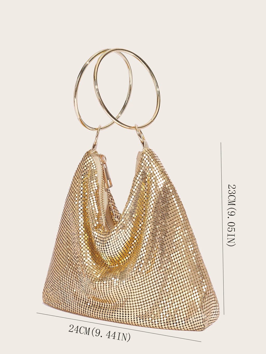 2024 Fashion Evening Bag Party Handbag for Women Large Capacity Gold Bag Aluminum Sheet Purse