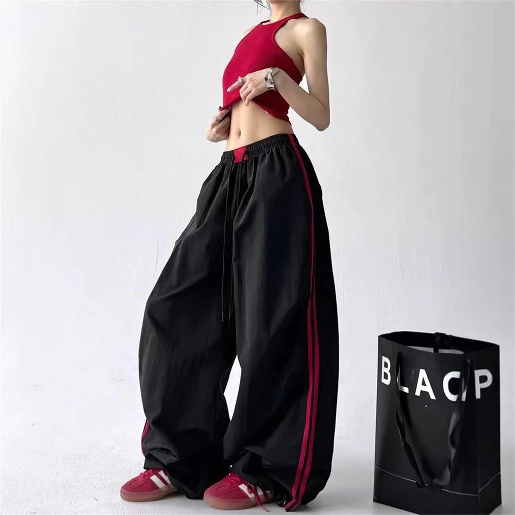 Women Loose Joggers Pants Vintage Streetwear Hip Hop Y2k Baggy Wide Leg Sweatpants Cargo Pants Casual Pockets Fashion Trousers