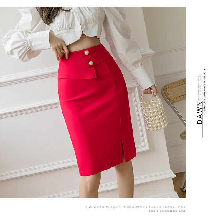Oversized Pencil Black Skirts Women 2025 Korean Fashion Clothing Elegant High Wiast Bodycon Skirt Sexy Office Midi Mujer Faldas