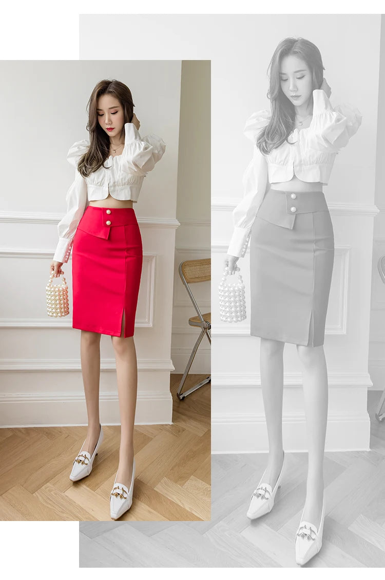 Oversized Pencil Black Skirts Women 2025 Korean Fashion Clothing Elegant High Wiast Bodycon Skirt Sexy Office Midi Mujer Faldas