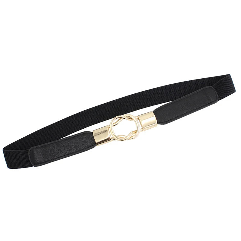 Elastic Belts Women Dress Belt Fashion Thin Female Waist Belt With Metal Buckle