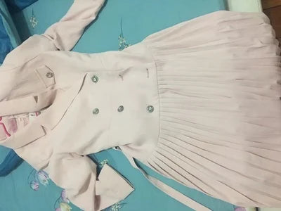 Notched Pleated Dress for Ladies Professional Suit Office Blazer Pink or Black Workwear Spring and Autumn New Fashion K1093