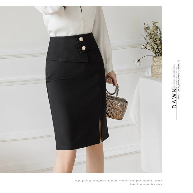 Oversized Pencil Black Skirts Women 2025 Korean Fashion Clothing Elegant High Wiast Bodycon Skirt Sexy Office Midi Mujer Faldas