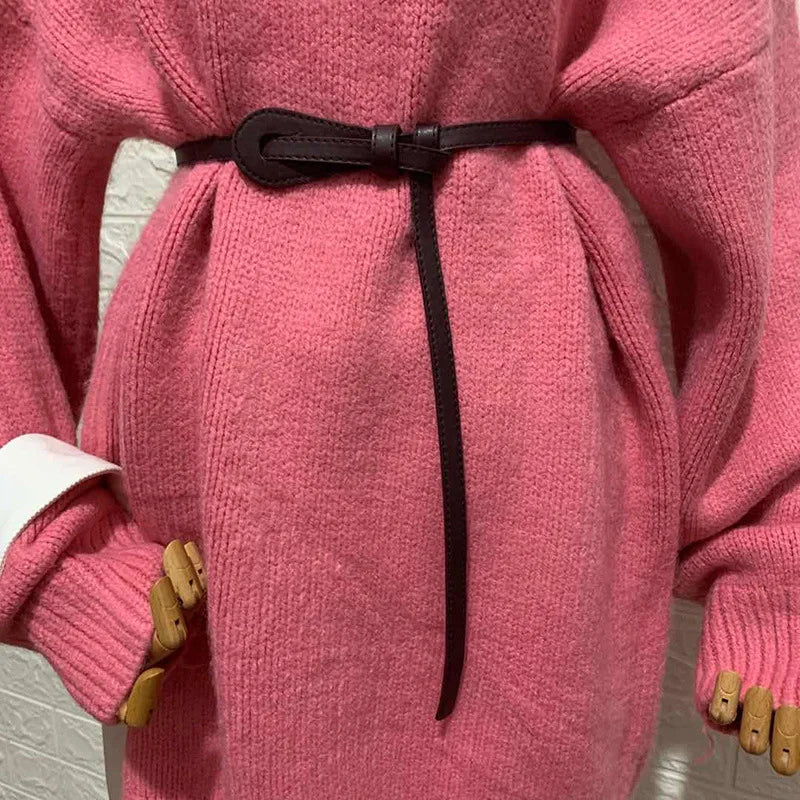 110cm Female Wild Belts Strap Thin Waistband Knotted Bow Waist Belt for Women Fashion Leather Dress Clothes Decoration Jewelry