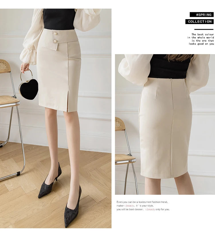 Oversized Pencil Black Skirts Women 2025 Korean Fashion Clothing Elegant High Wiast Bodycon Skirt Sexy Office Midi Mujer Faldas