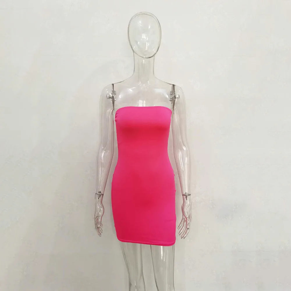 Sexy Strapless Party Club Bodycon Dresses Women Fashion Solid Backless Dress Women Clothes 2022 Off Shoulder Bodycon Tube Dress