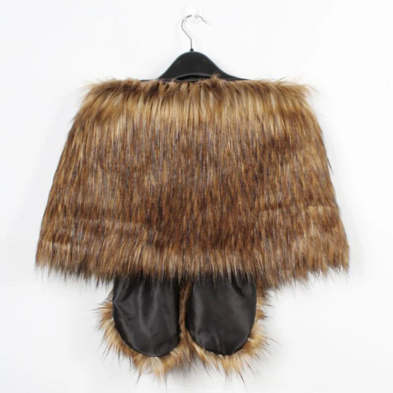 Women Bridal Shawl Wedding Cape Warm Plush Elegant Winter Faux Fur Long Shawl Stole Wrap Shrug Scarf For Evening Party Decor