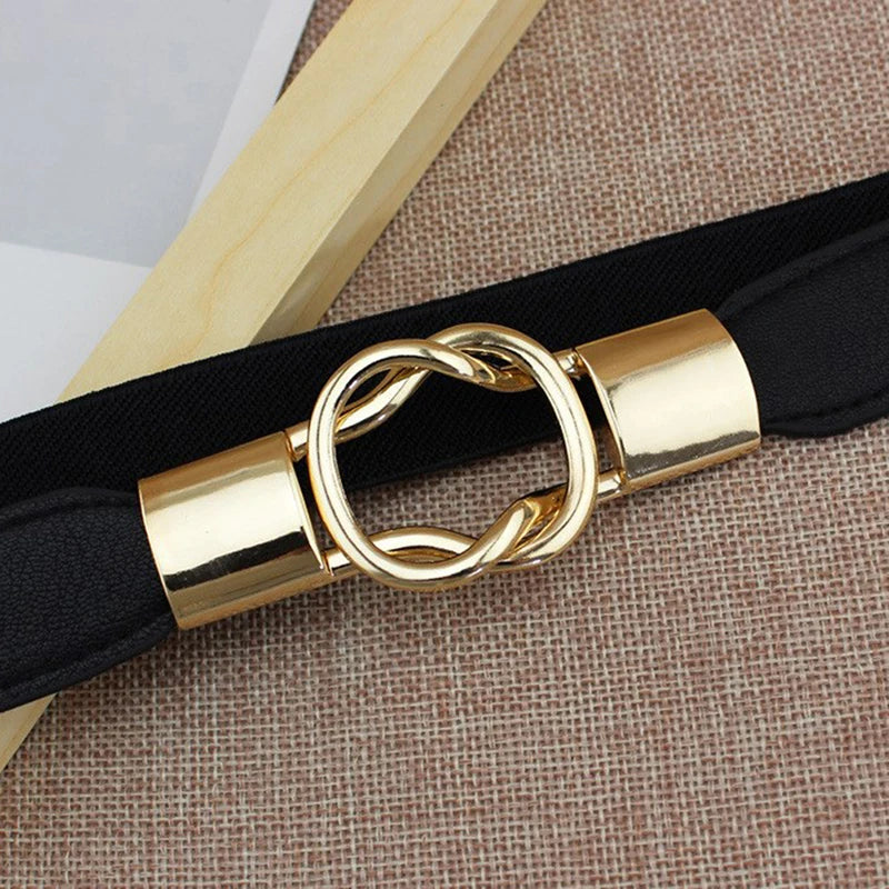 Elastic Belts Women Dress Belt Fashion Thin Female Waist Belt With Metal Buckle