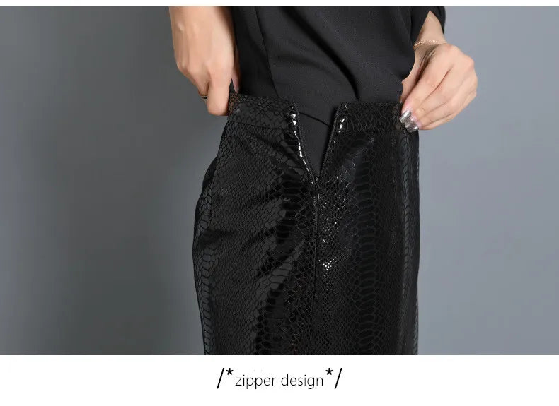 Women's Leather Skirt, High Waist, Genuine Sheepskin, A-Line, Medium Length, Spring, Autumn, M, 4XL