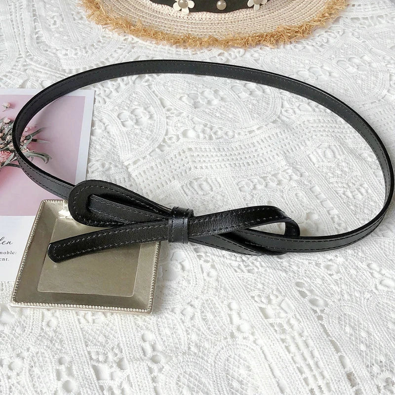 110cm Female Wild Belts Strap Thin Waistband Knotted Bow Waist Belt for Women Fashion Leather Dress Clothes Decoration Jewelry