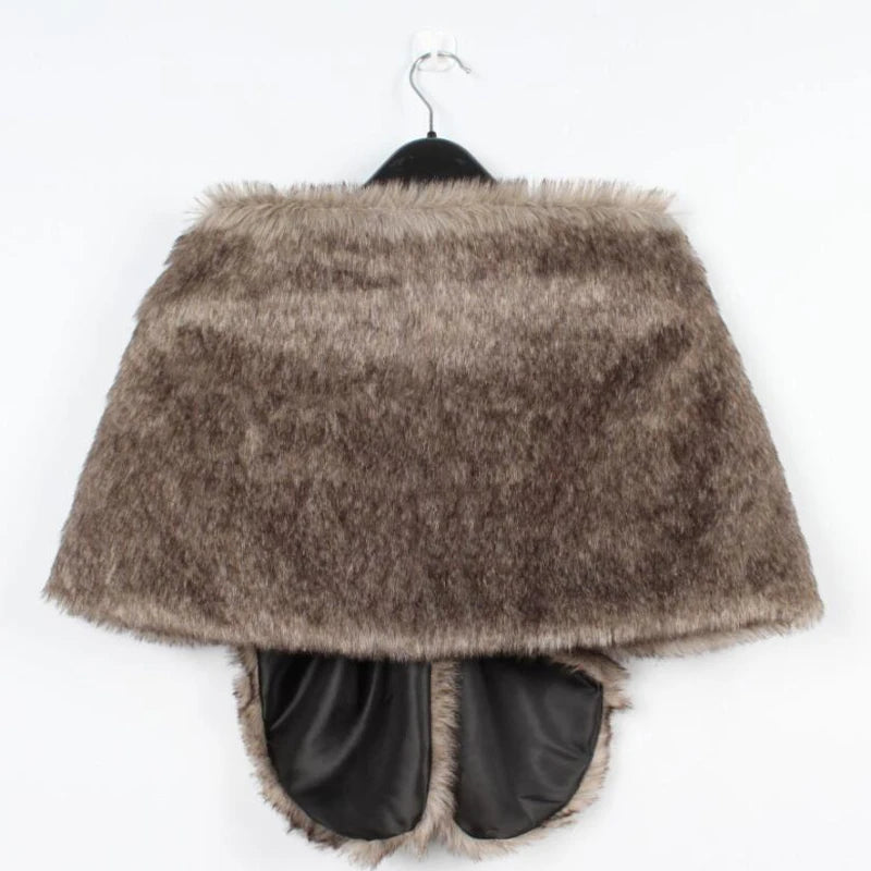 Women Bridal Shawl Wedding Cape Warm Plush Elegant Winter Faux Fur Long Shawl Stole Wrap Shrug Scarf For Evening Party Decor