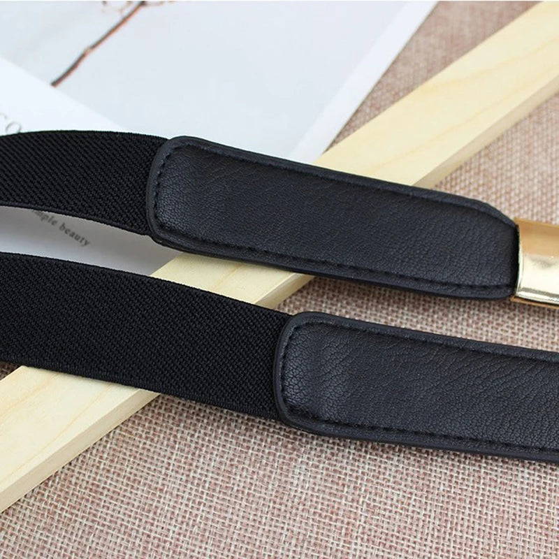 Elastic Belts Women Dress Belt Fashion Thin Female Waist Belt With Metal Buckle