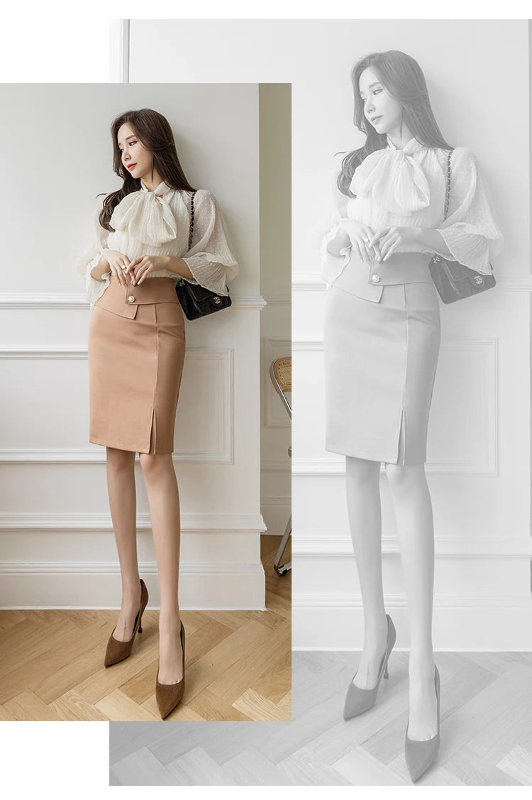 Oversized Pencil Black Skirts Women 2025 Korean Fashion Clothing Elegant High Wiast Bodycon Skirt Sexy Office Midi Mujer Faldas