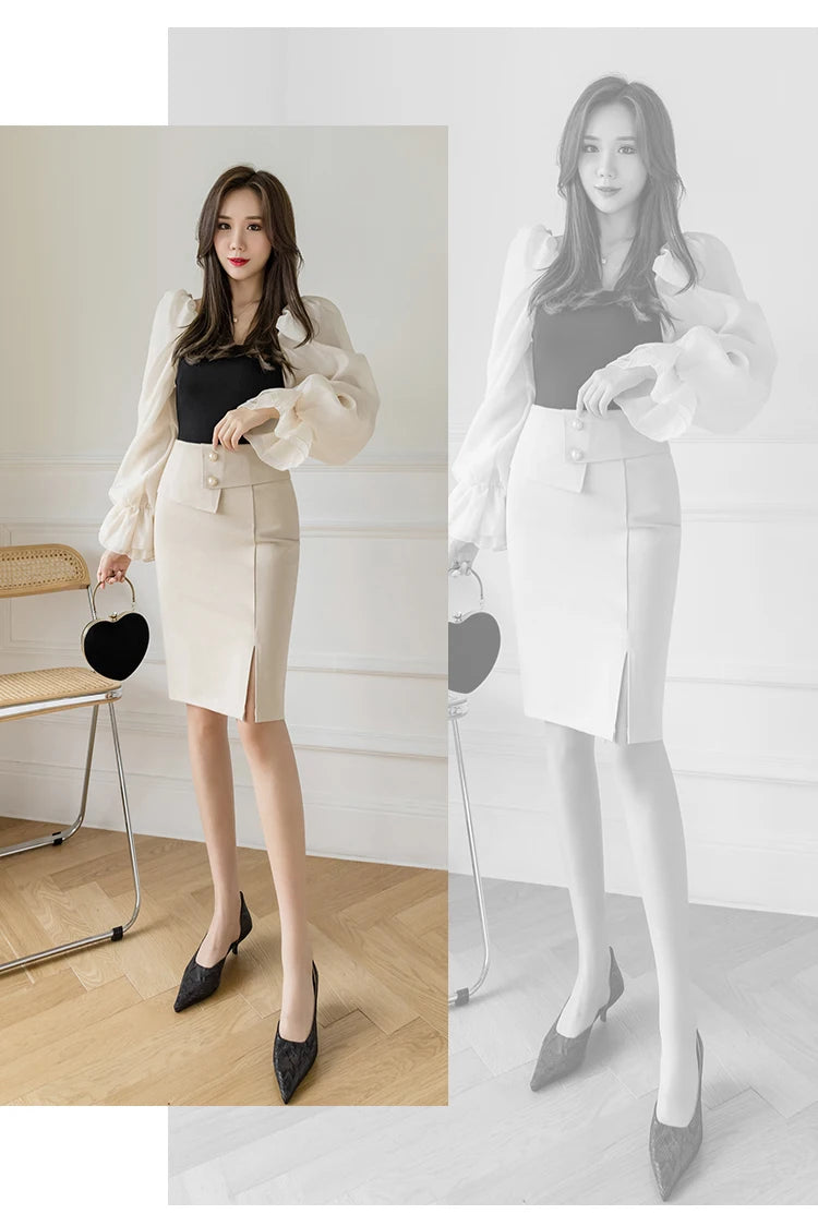 Oversized Pencil Black Skirts Women 2025 Korean Fashion Clothing Elegant High Wiast Bodycon Skirt Sexy Office Midi Mujer Faldas