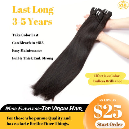 XBL Miss Flawless Authentic 26 28 30" Top Virgin Raw Hair Wholesale Human Hair Bundles Braiding 10 20 30 40 Inch for Party