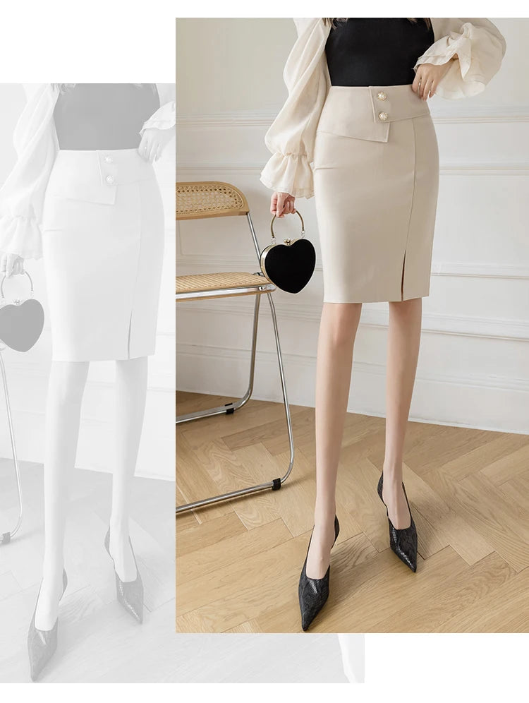 Oversized Pencil Black Skirts Women 2025 Korean Fashion Clothing Elegant High Wiast Bodycon Skirt Sexy Office Midi Mujer Faldas