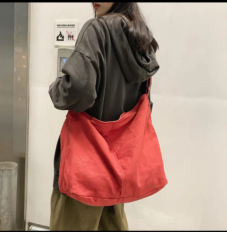 Women's Shoulder Bag Large Canvas Crossbody Bags for Women 2023 Cotton Cloth Fashion Korean Female Students School Bag Handbags