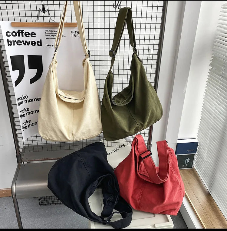 Women's Shoulder Bag Large Canvas Crossbody Bags for Women 2023 Cotton Cloth Fashion Korean Female Students School Bag Handbags