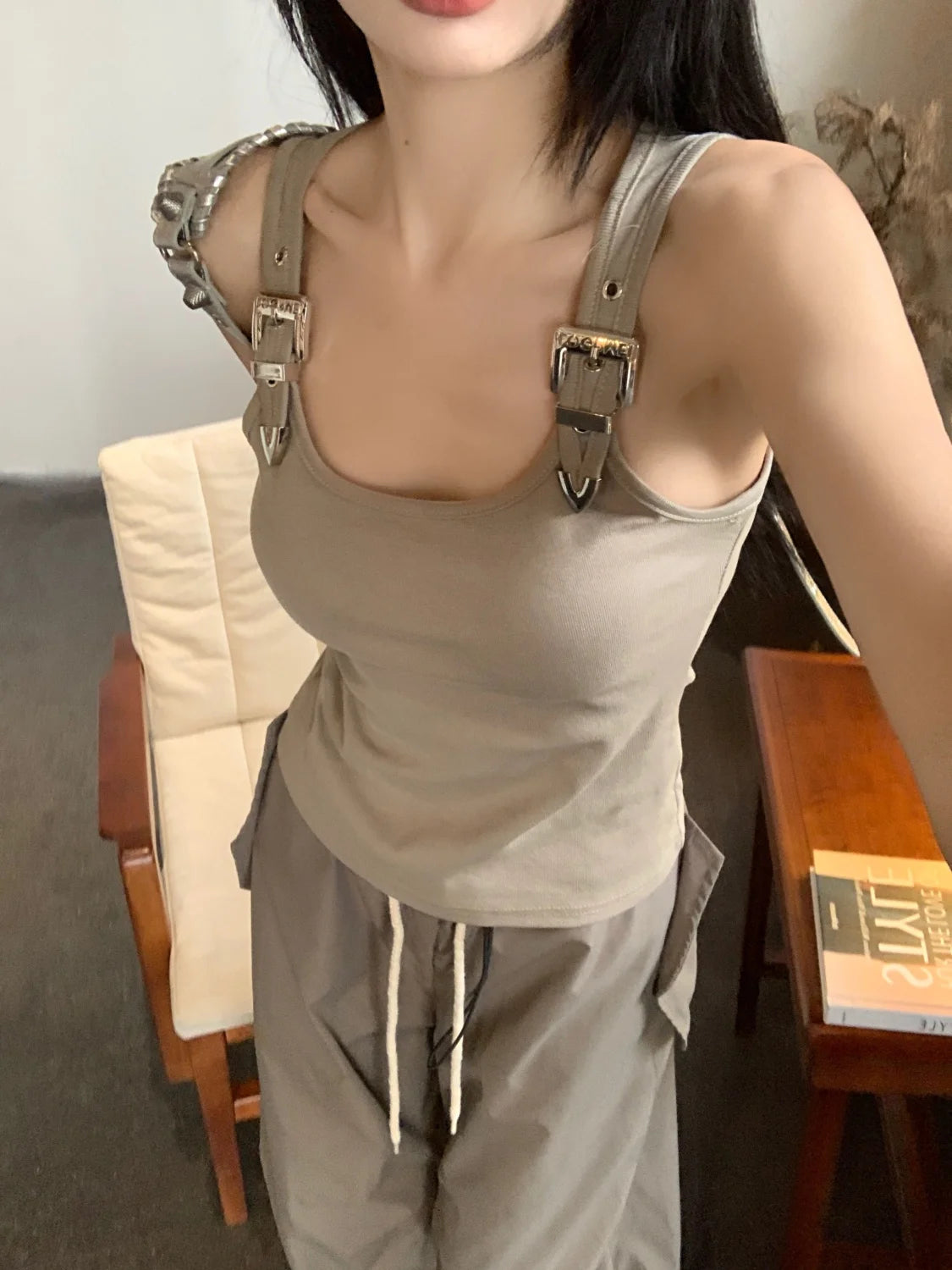 Tanks Women Personality Creativity Casual Trendy All-match Chic Age-reducing Simple Streetwear Solid New Summer Lady Sweet Thin