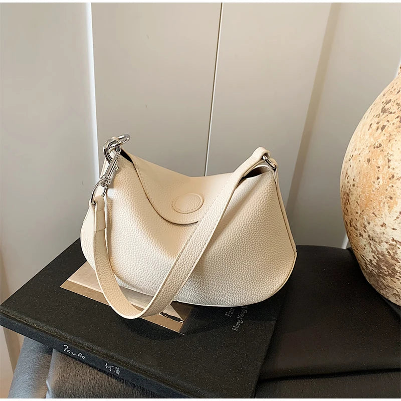 Pea Pod Crossbody Shoulder Bag,Women's Lychee Pebbled Pattern Women Dumpling Sling Bag,Chic Simple Minimalist Commuter Purse