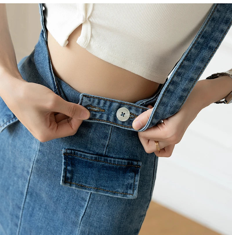 Elegant Casual Denim Jean Skirt for Women's High Waist Bodycon Ruffles Fishtail Skirts Fashion Trumpet Midi Length Skirts Female