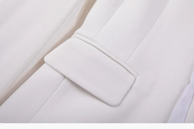 NAVIU Two Piece Dress Suits For Women Long Sleeve Solid Slim Fit Fashionable Momochromatic New Office Ladies Work Wear White