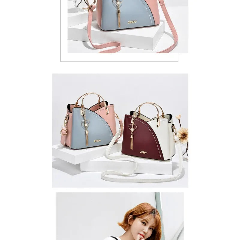 Fashionable handbag Korean color-blocking large capacity women's bag fashionable one-shoulder crossbody bag bucket bag