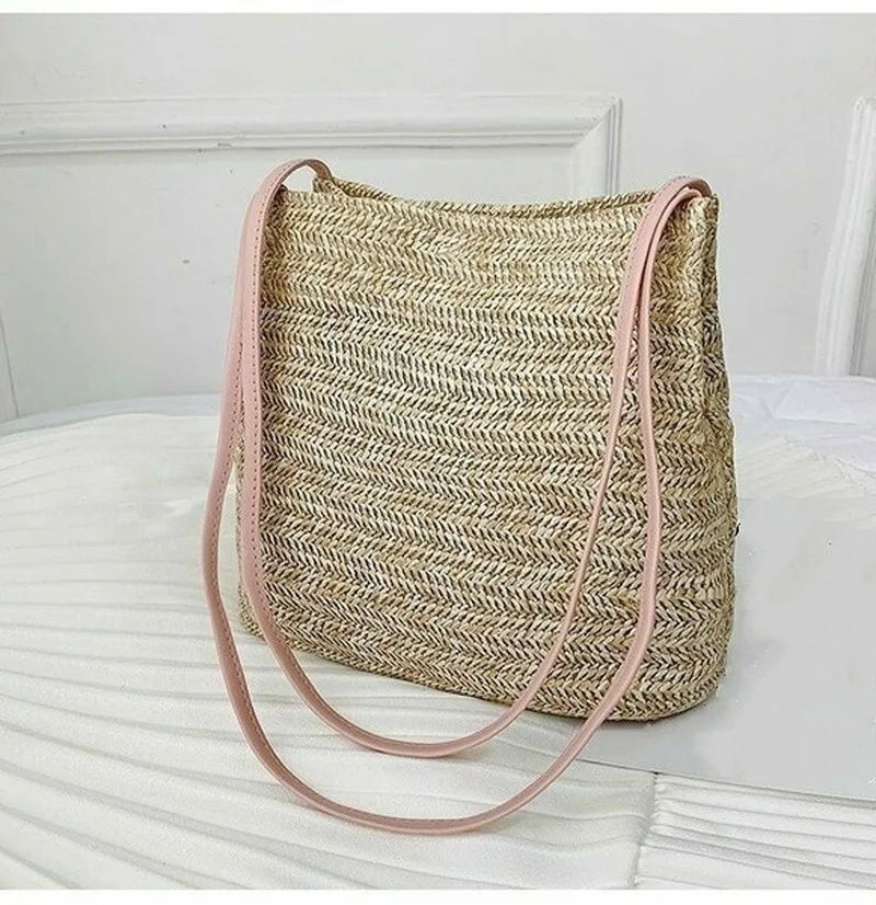 Women's straw woven handbag large rattan basket beach Bag Summer Women Messenger Crossbody Bags Girls Small Beach Handbag New