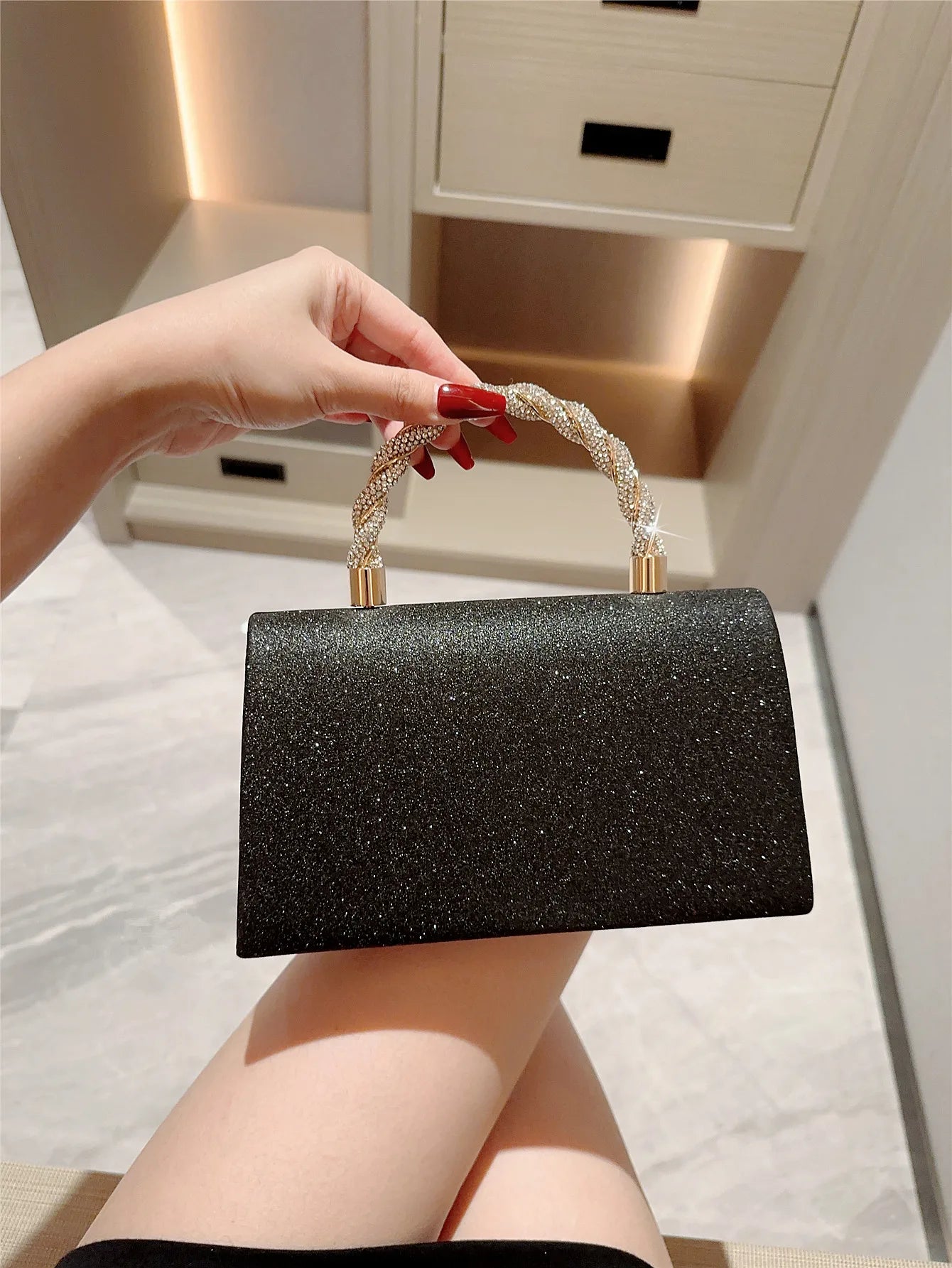 Evening Bag Dress Versatile European and American Clutch Bag Crossbody Celebrity Fashion Diamond Bow Chain Bag