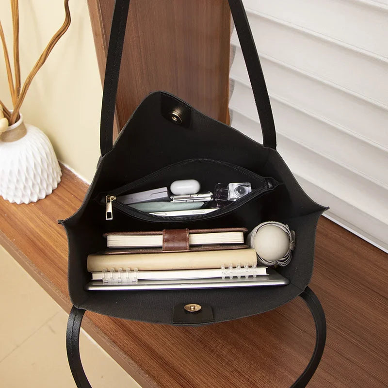 Tote Bags Simple and large-capacity fashion shoulder women's bag solid color minimalist style fashion tote bag travel light and