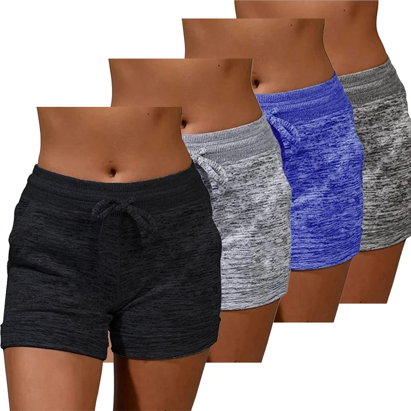 Womens Solid Elasticated Waist Shorts Ladies Summer Yoga Gym Fitness Jogging Hot Pants Sweatpants Clothing