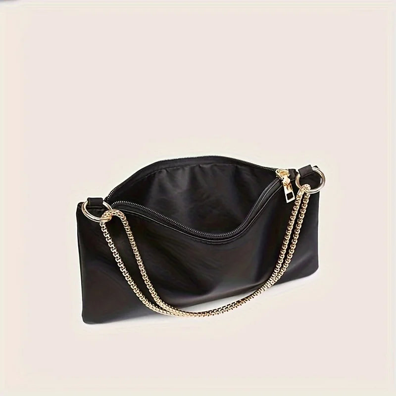 Evening Bag for Women Wedding Formal Dance Cocktail Party Choulder Bag Champagne Beige Black Color with Zipper Closure