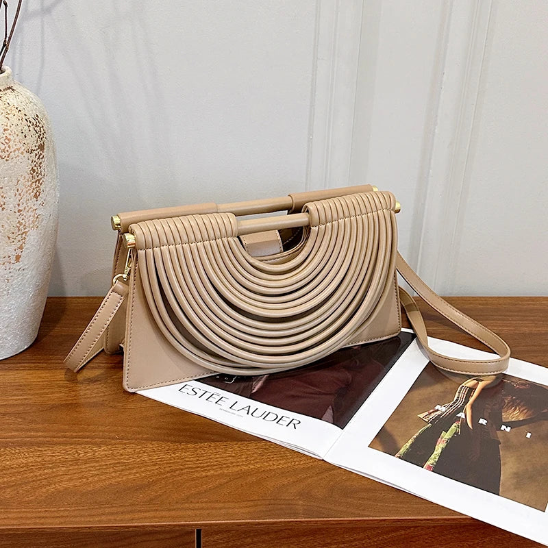 Branded Luxury Evening Clutch Purse For Women Noodles Design Golden Crossbody Bag For Wedding Dinner Party Designer Handbag 2025