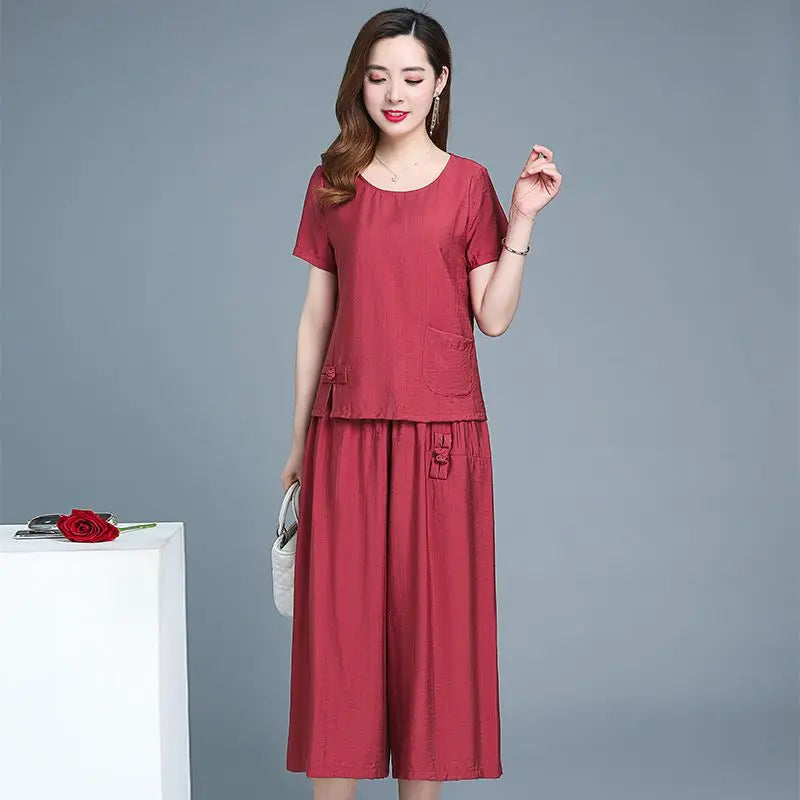Large Size Pant Sets For Women 2 Pieces Clothes Promotion Casual Elegant Cheap New Chic Luxury Classy Wide Leg Trousers Woman