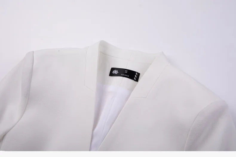 NAVIU Two Piece Dress Suits For Women Long Sleeve Solid Slim Fit Fashionable Momochromatic New Office Ladies Work Wear White