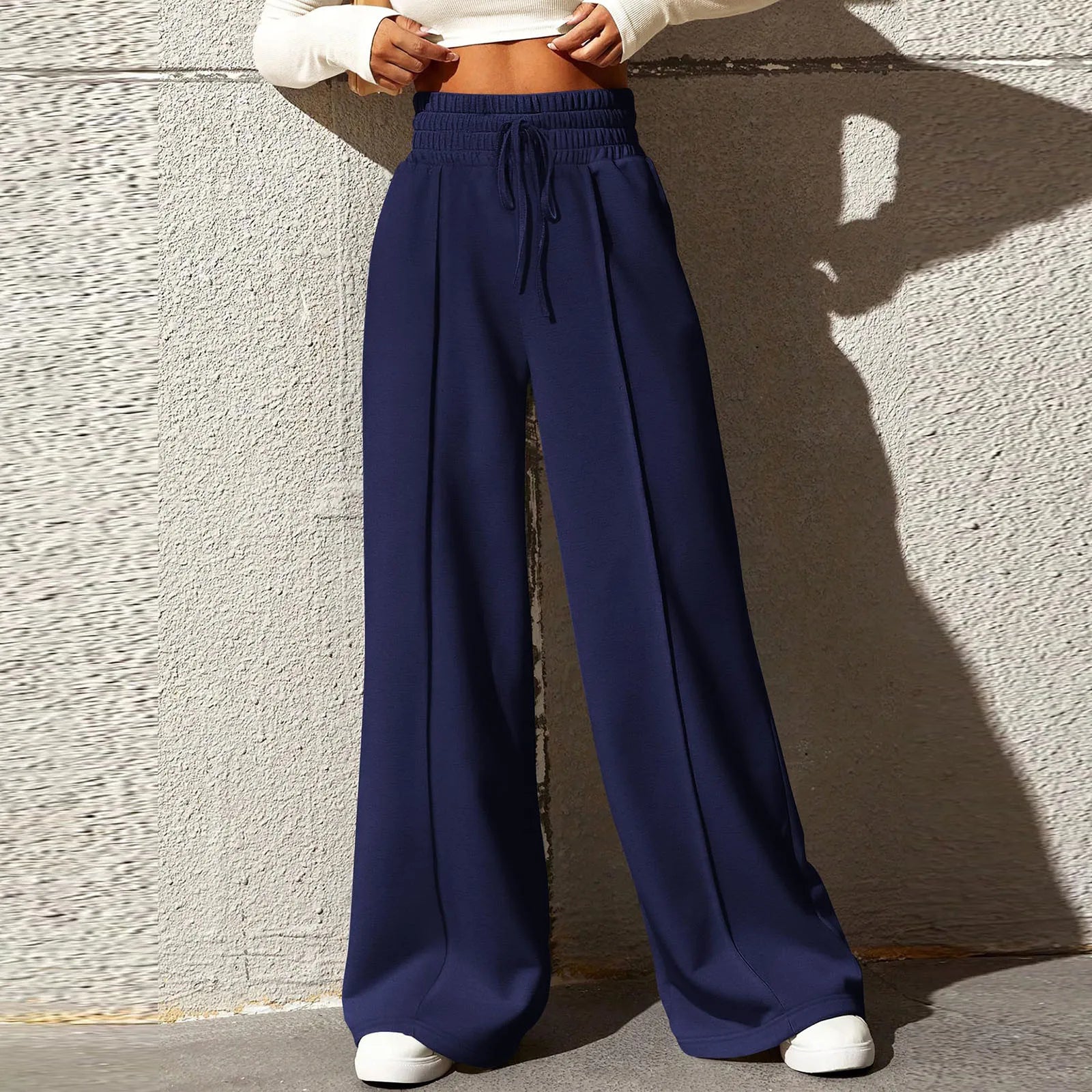 Wide Leg Pants For Women’S Fleece Lined Sweatpants Straight Pants Bottom All-Math Plain Fitness Joggers Pants Travel Basic