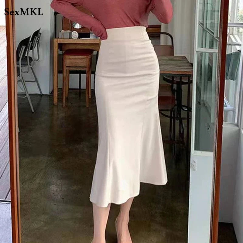 Elegant Office Long Skirts Women 2024 Fashion High Waist Bodycon White Black Skirt French Y2k Slim Corset Bridal Maxi Skirt XL