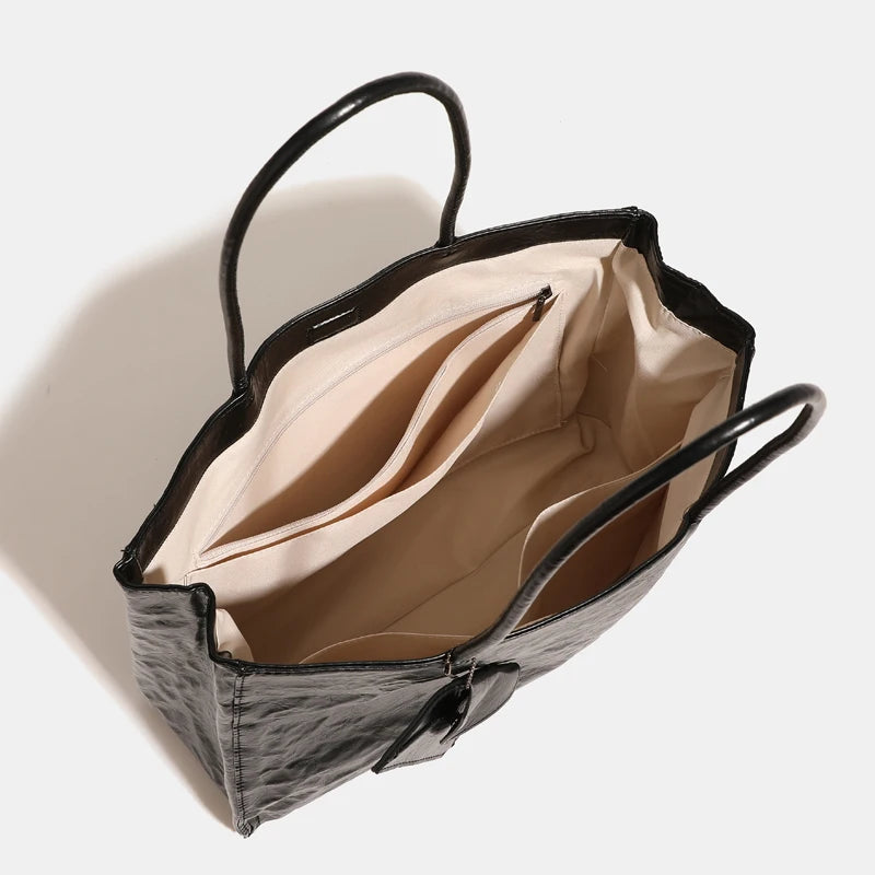 England Style Tote Bags For Women Luxury Designer Handbags Purses 2024 New In PU Oil Wax Skin Wrinkles Letter Underarm Shoulder