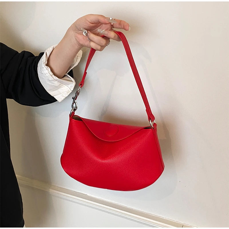 Pea Pod Crossbody Shoulder Bag,Women's Lychee Pebbled Pattern Women Dumpling Sling Bag,Chic Simple Minimalist Commuter Purse