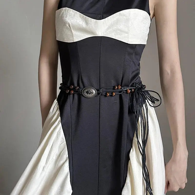 Belts For Women Knot Waistband Summer Boho Shell Bead Dress Jeans Belt Female Beach Accessory Beige Wax Cord