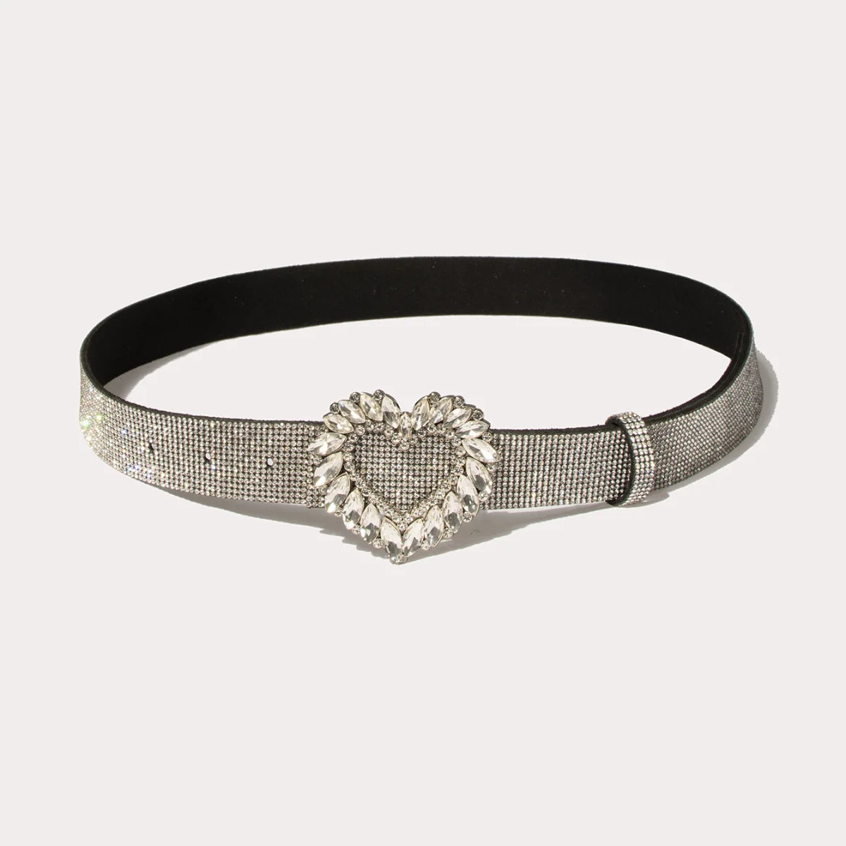 New Fashion Heavy-duty Sparkling Heart-Shaped Glass Buckle Waist Belt for Women Cross-Border Best-Selling Item