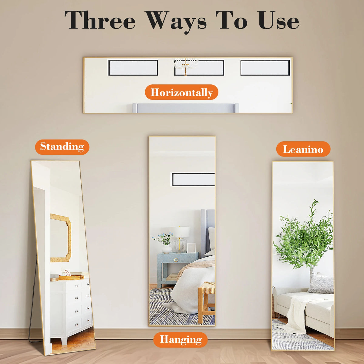56"x21" Full Length Mirror with Aluminum Alloy Frame