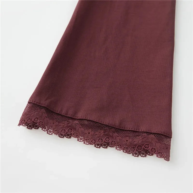 Women's Spring Lace Trim Tee Shirt Blouses Fashion Long Sleeve Square Neck Slim Trendy Party T-shirt Y2K Streetwear