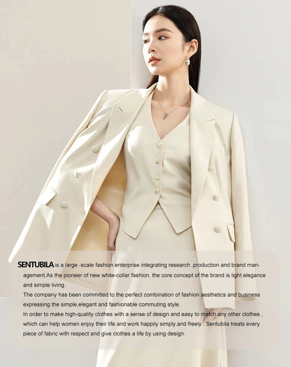 SENTUBILA Women 100% Wool Long Wrap Coat 2025 Elegant Notched Collar Belted Warm Double Faced Woolen Winter Overcoat W24O43352