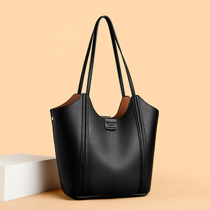 Elegant Women's Handbag Quality Leather Top-Handle Bag Ladies Solid Color Shoulder Crossbody Bag Casual Tote Purse Messenger Sac
