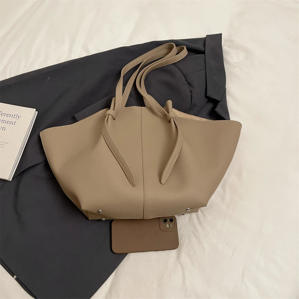 Branded Designer Shoulder Tote Bags For Women Soft PU Leather 2-IN-1 Big Capacity Shopper Tote Set 2025 Luxury Designer Handbags