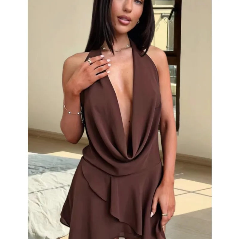 The Sleeveless  V-Neck Halter Dress