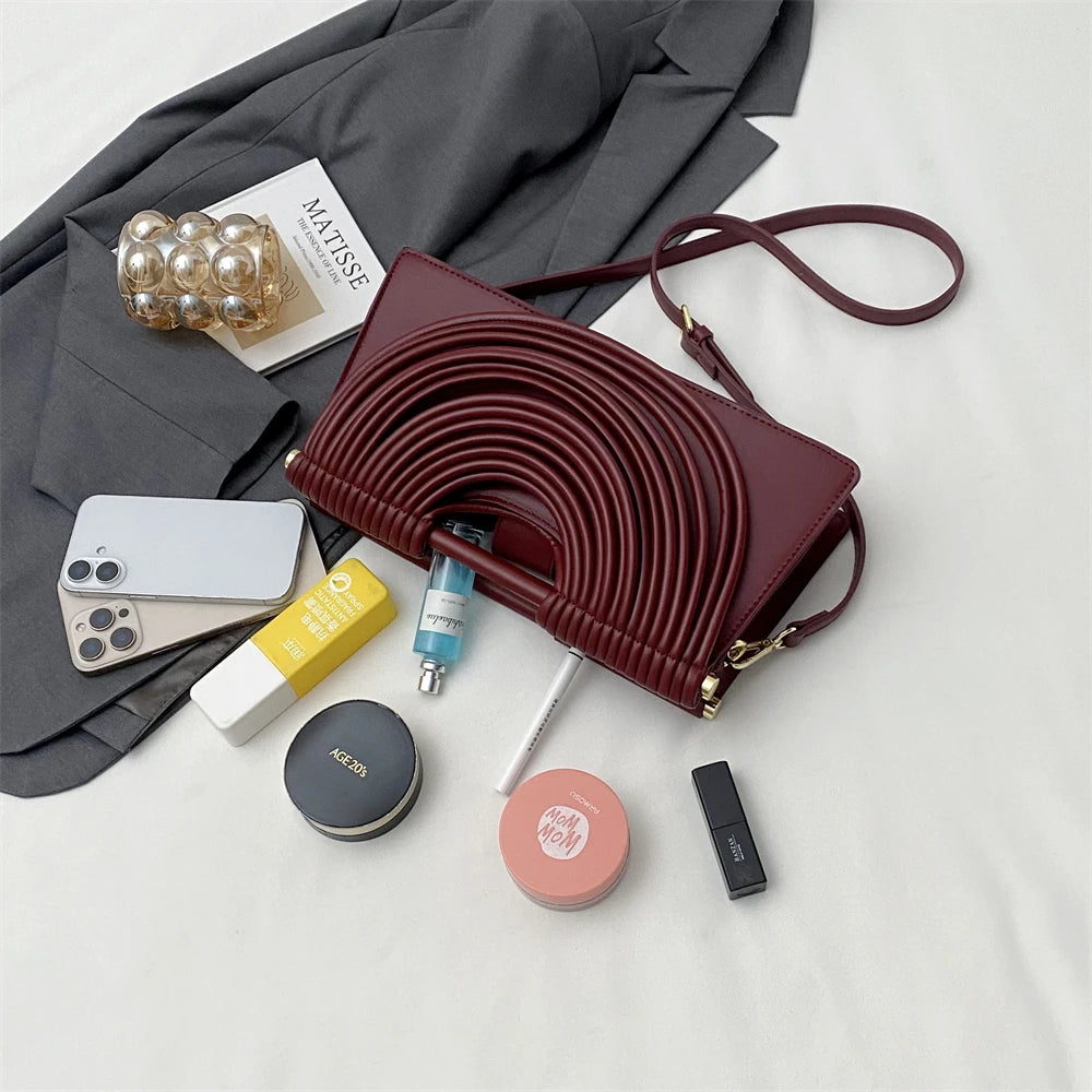 Branded Luxury Evening Clutch Purse For Women Noodles Design Golden Crossbody Bag For Wedding Dinner Party Designer Handbag 2025