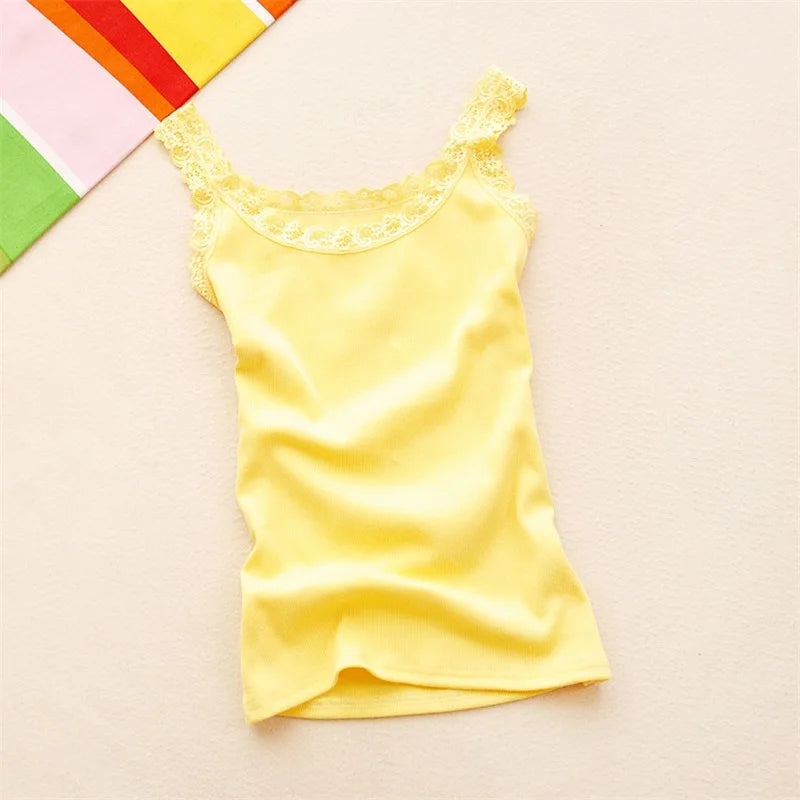 Women Tops Summer Sleeveless Women Tank Top With Lace Top Red Inside Wear Lace Camisoles Loose Underwear Womens Clothing Vest