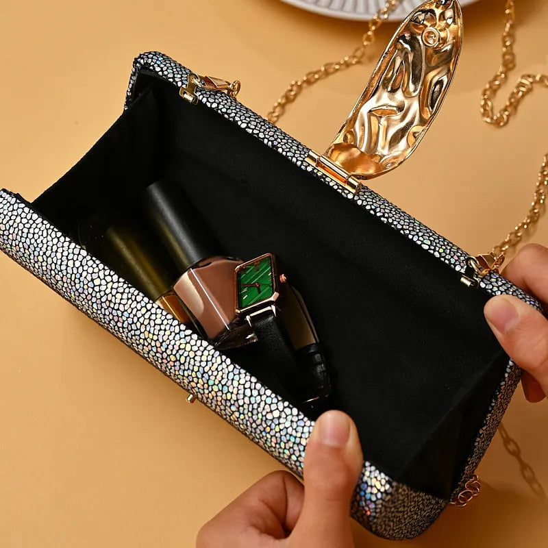 Fashionable Wedding Party Clutch Bag for Women Ladies Small Square Handbag Long Evening Dress Bag Simple Elegant Design